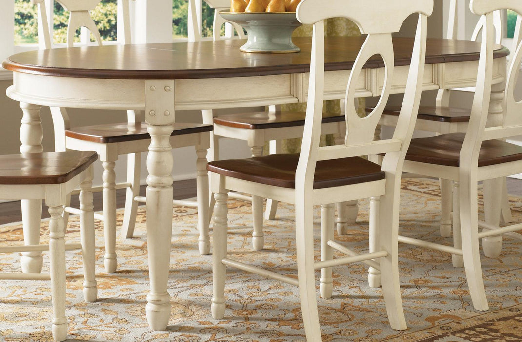 A-America British Isles Oval Leg Dining Table in Merlot/Buttermilk