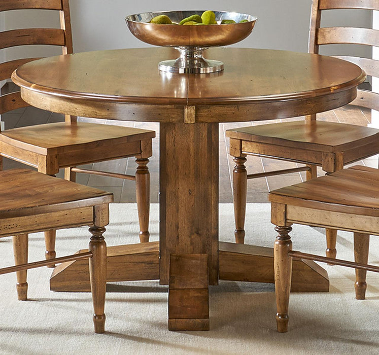 A-America Furniture Bennett Round Pedestal Extension Table in Smoky Quartz
