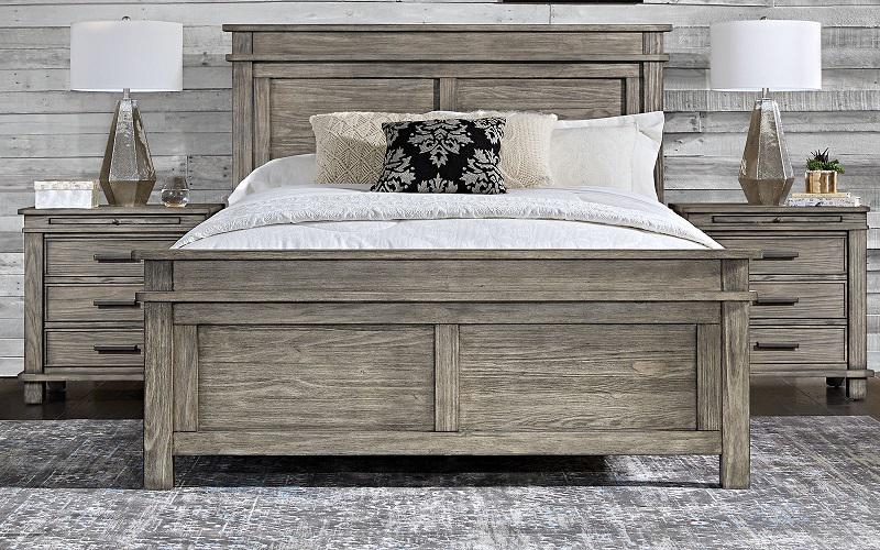 A-America Furniture Glacier Point Queen Panel Bed in Greystone