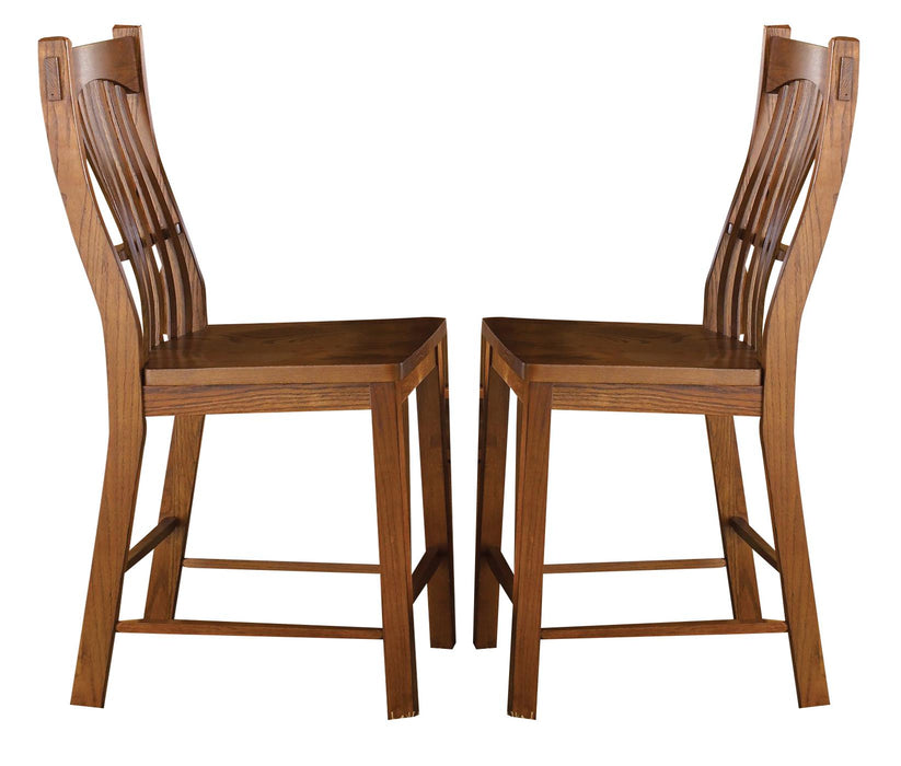 A-America Laurelhurst Slatback Barstool in Mission Oak (Set of 2)