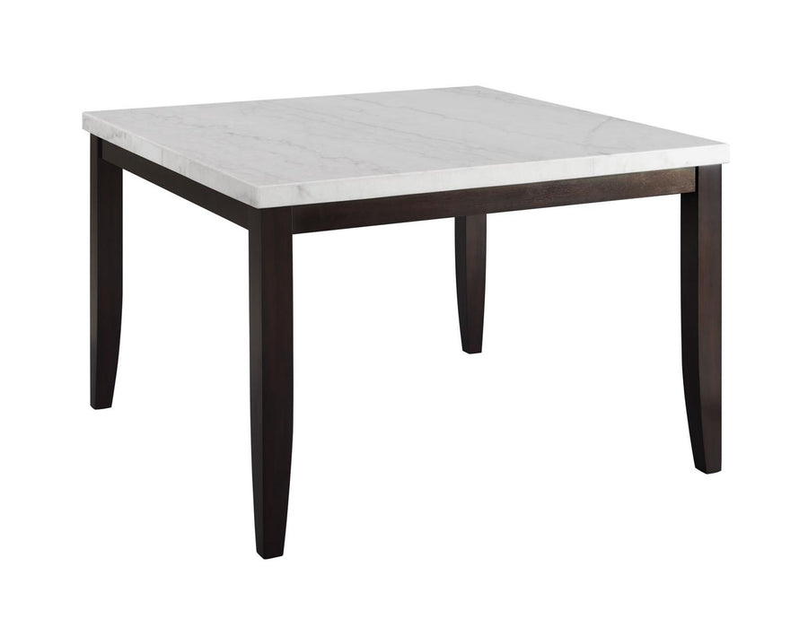 Steve Silver Francis Square Marble Top Dining Table in Cordovan Dark Cherry
