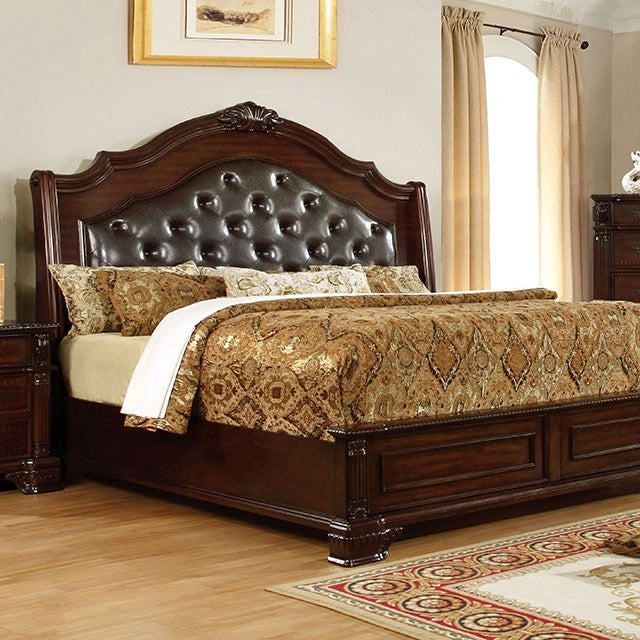 Edinburgh Queen, E.King, & Cal.King Bed Brown Cherry