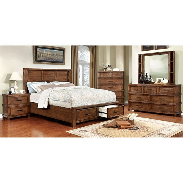 Baddock Queen, E.King, & Cal.King Bed Antique Oak