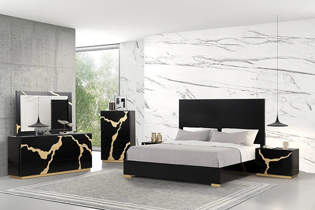 Goldsberg Bed Black & Black/Gold
