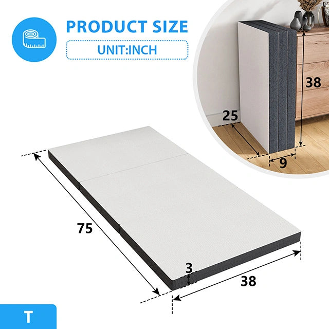 Hollyhock 3" Twin Tri-Fold Memory Foam Topper
