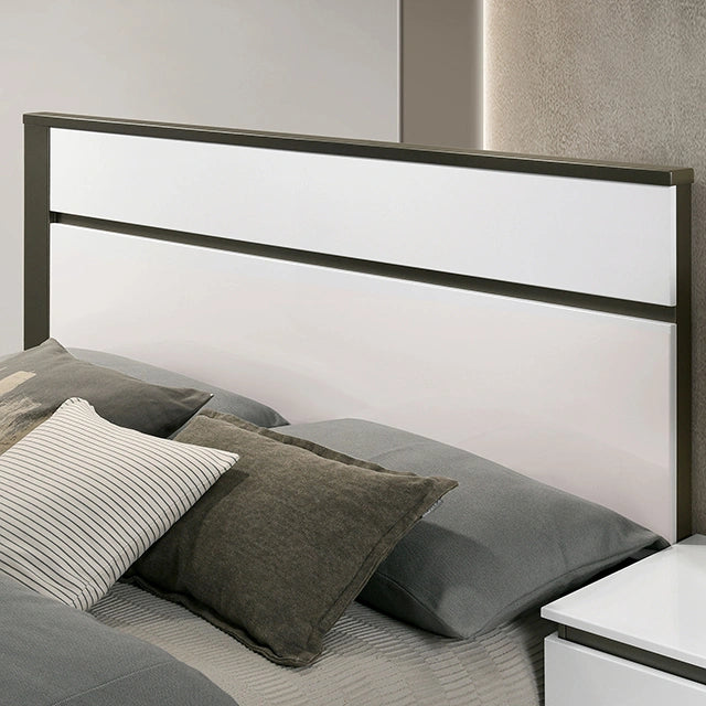 Birsfelden Bed White/Metallic Gray