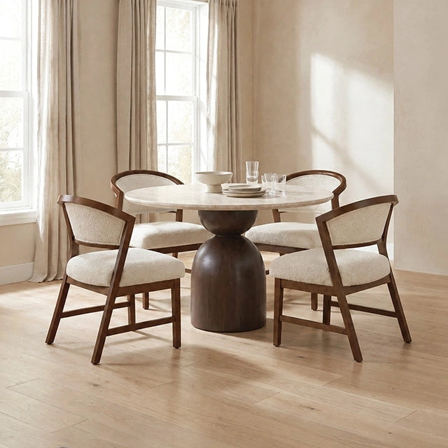 Cirava 5 Pc. Dining Table Set FM37027BR-RT-5PC-WH