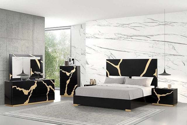 Goldsberg Bed Black & Black/Gold