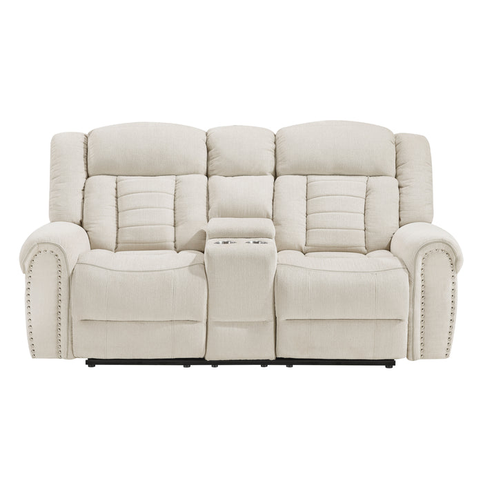 Nutmeg-Double Reclining Love Seat with Center Console image