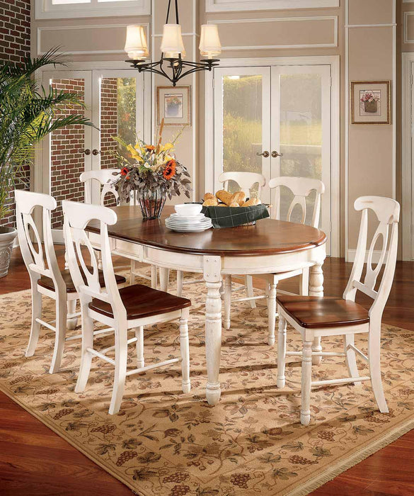 A-America British Isles Oval Leg Dining Table in Merlot/Buttermilk