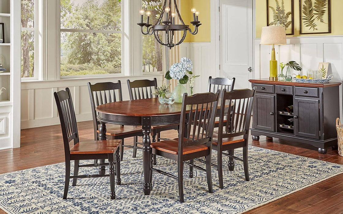 A-America British Isles Slatback Side Chair in Oak/Black (Set of 2)