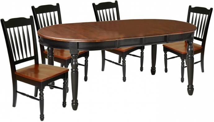 A-America British Isles Slatback Side Chair in Oak/Black (Set of 2)