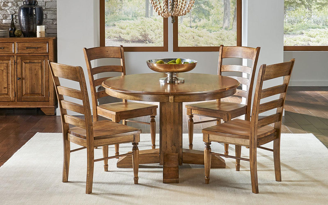 A-America Furniture Bennett Round Pedestal Extension Table in Smoky Quartz