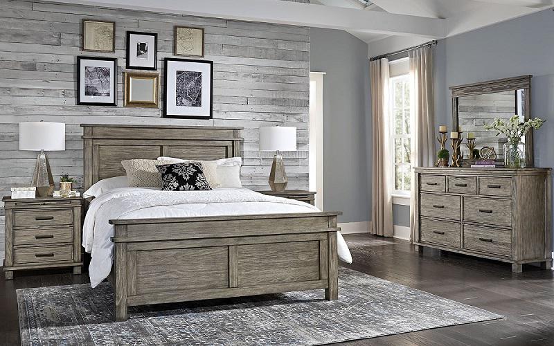 A-America Furniture Glacier Point Queen Panel Bed in Greystone