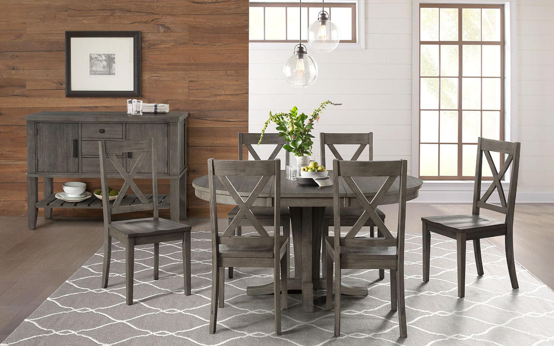 A-America Furniture Huron Pedestal Dining Table in Distressed Gray
