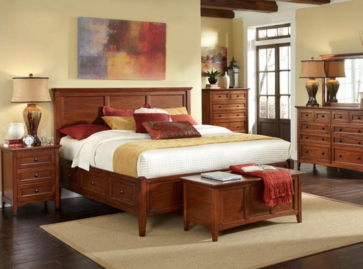 A-America Westlake King Storage Bed in Brown Cherry