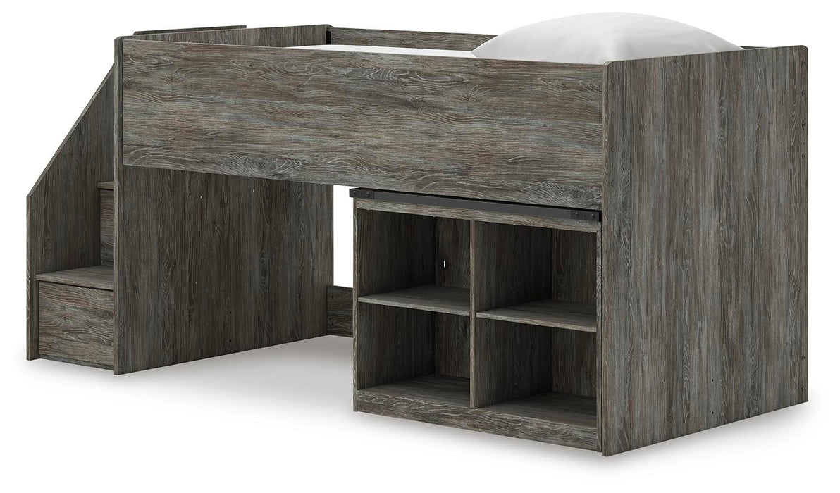 Frandern Loft Bed with Bookcase Storage
