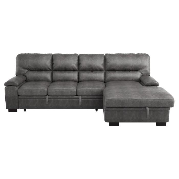 Michigan Sectional with Pull Out Bed and Right Chaise in Dark Gray 9407DG*2RC3L