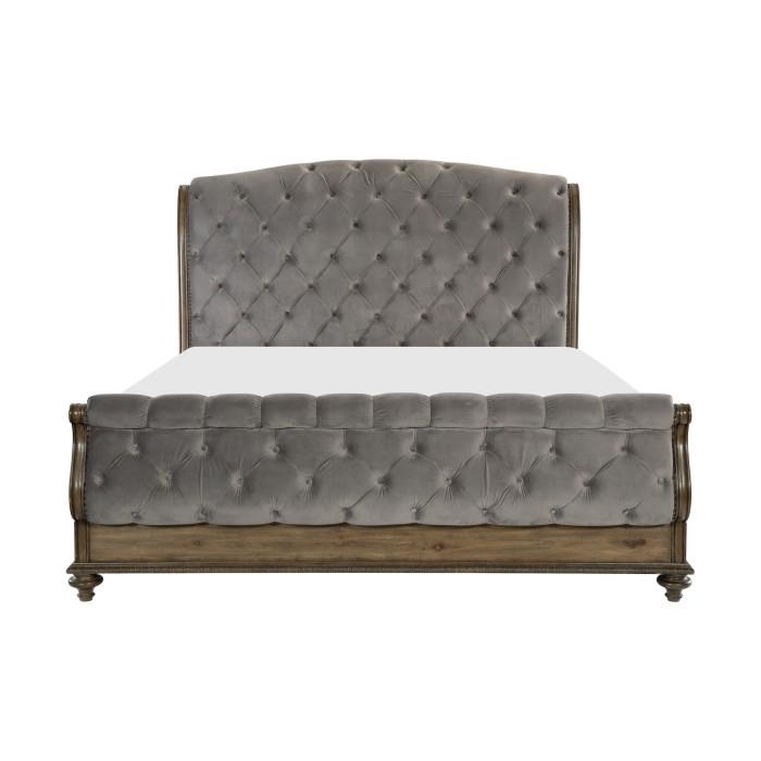 Rachelle Queen Sleigh Bed in Weathered Pecan 1693-1*
