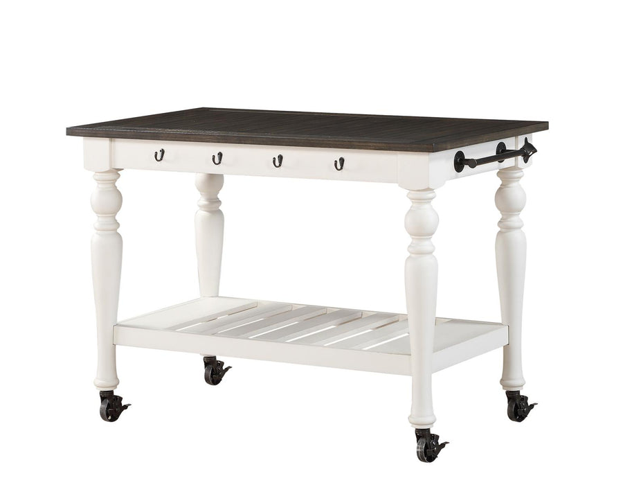 Steve Silver Joanna Kitchen Cart in Two-tone Ivory and Mocha