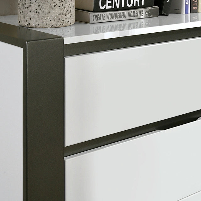 Birsfelden Bed White/Metallic Gray