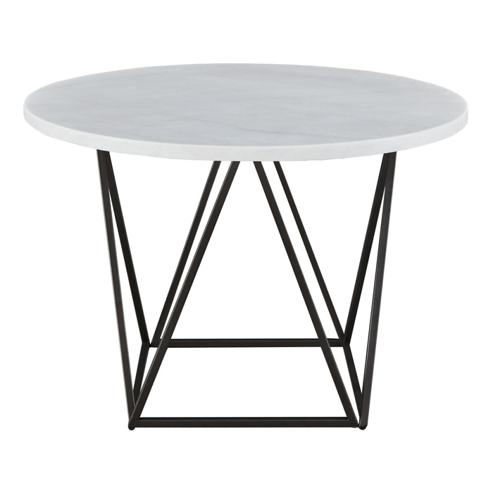 Steve Silver Ramona White Marble Top Round Dining Table in Deep Bronze