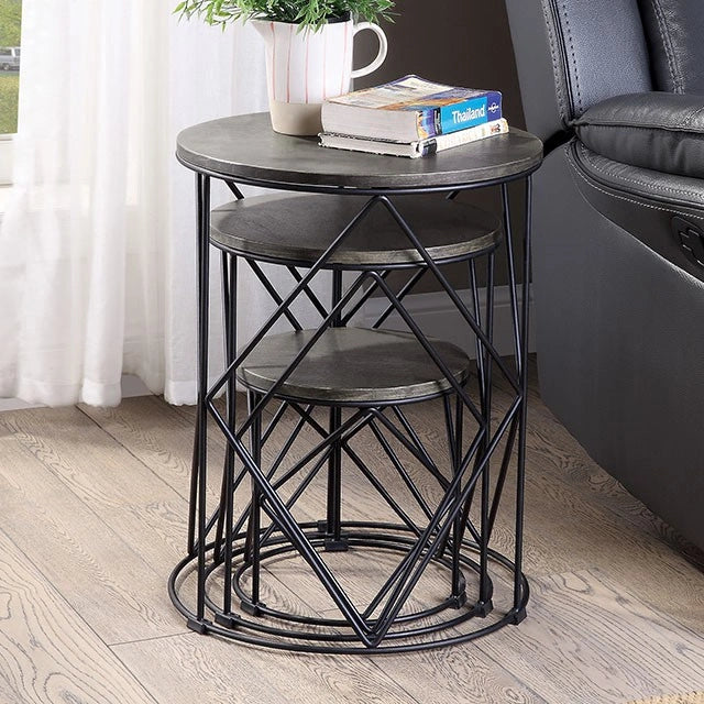 Madyson 3 Pc. Nesting Table Black